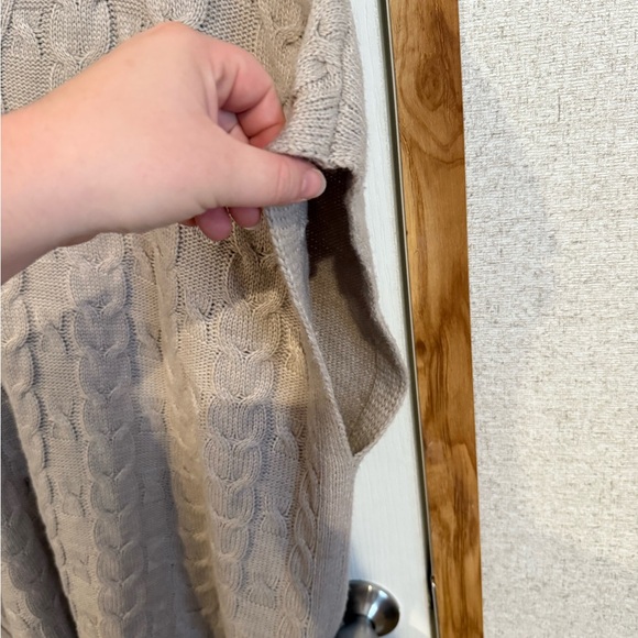 Beige Cable Knit Poncho Sweater - Picture 2 of 4